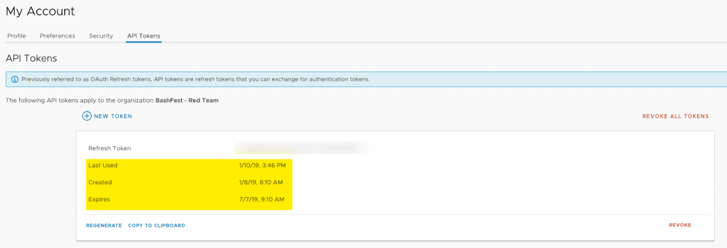 How to retrieve the CSP Refresh Token expiry using...